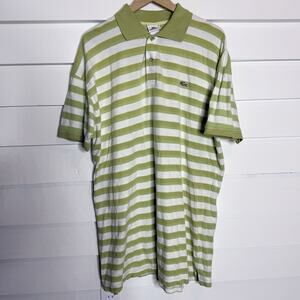 LACOSTE Lime Green Striped Cotton Polo Shirt Size 11 / 4XL